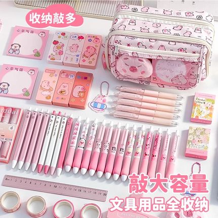 卡皮巴拉笔袋女孩款印花卡通铅笔盒女生2025新款文具盒大容量文具袋设计感小众痛包笔盒小学生高颜值初中男生