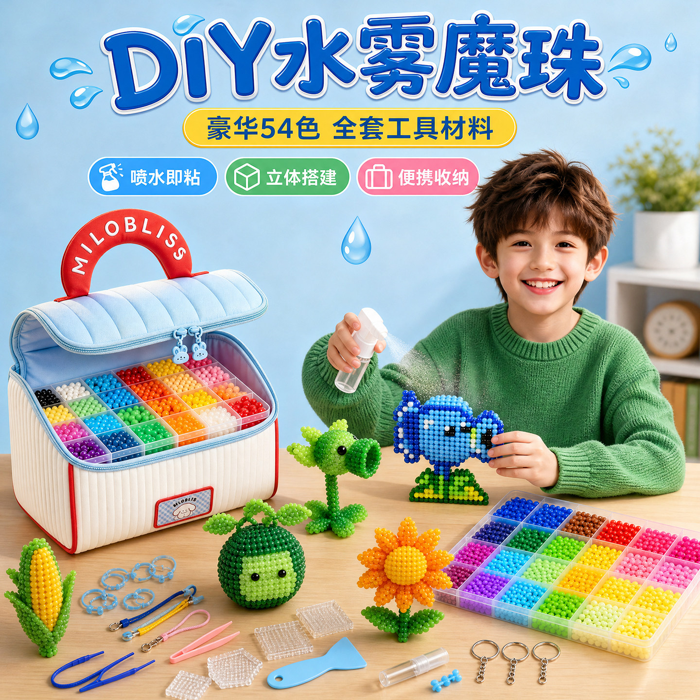 儿童水雾魔珠男孩~拼豆豆手工diy