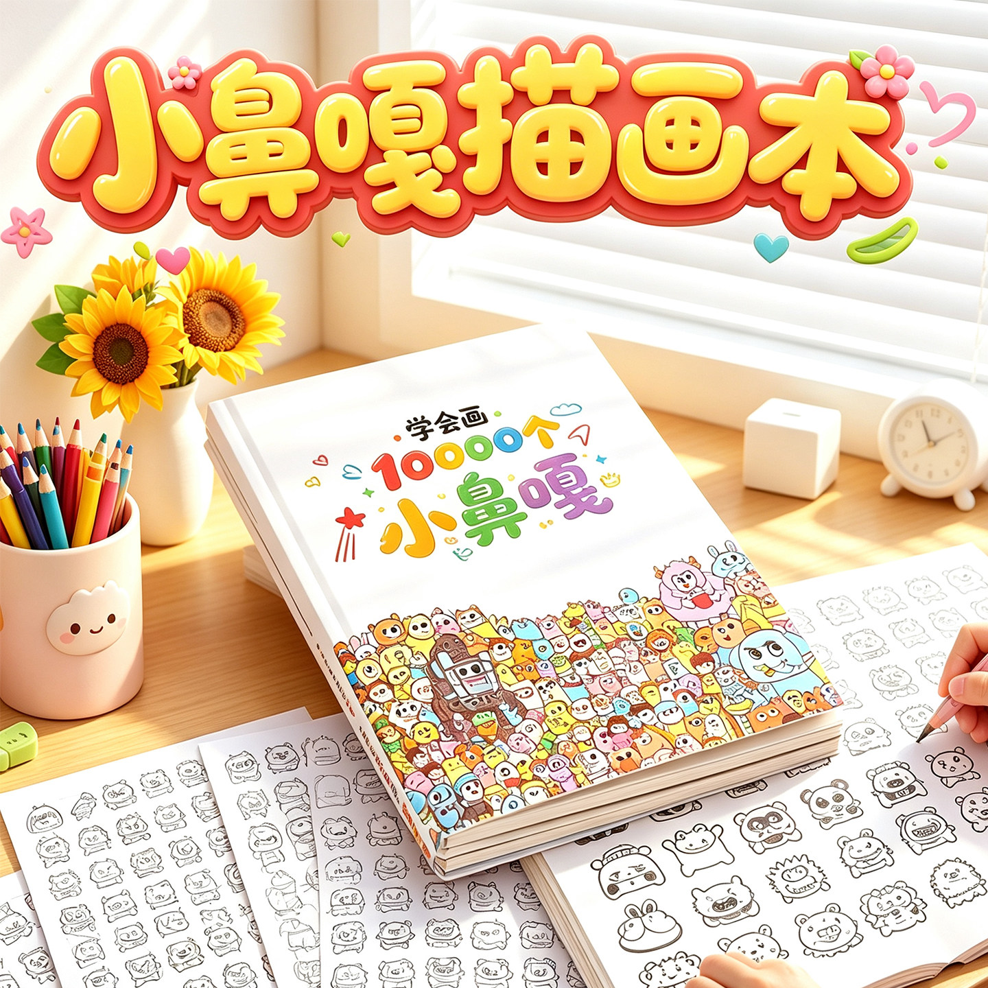 小鼻嘎画画本~涂色简笔画
