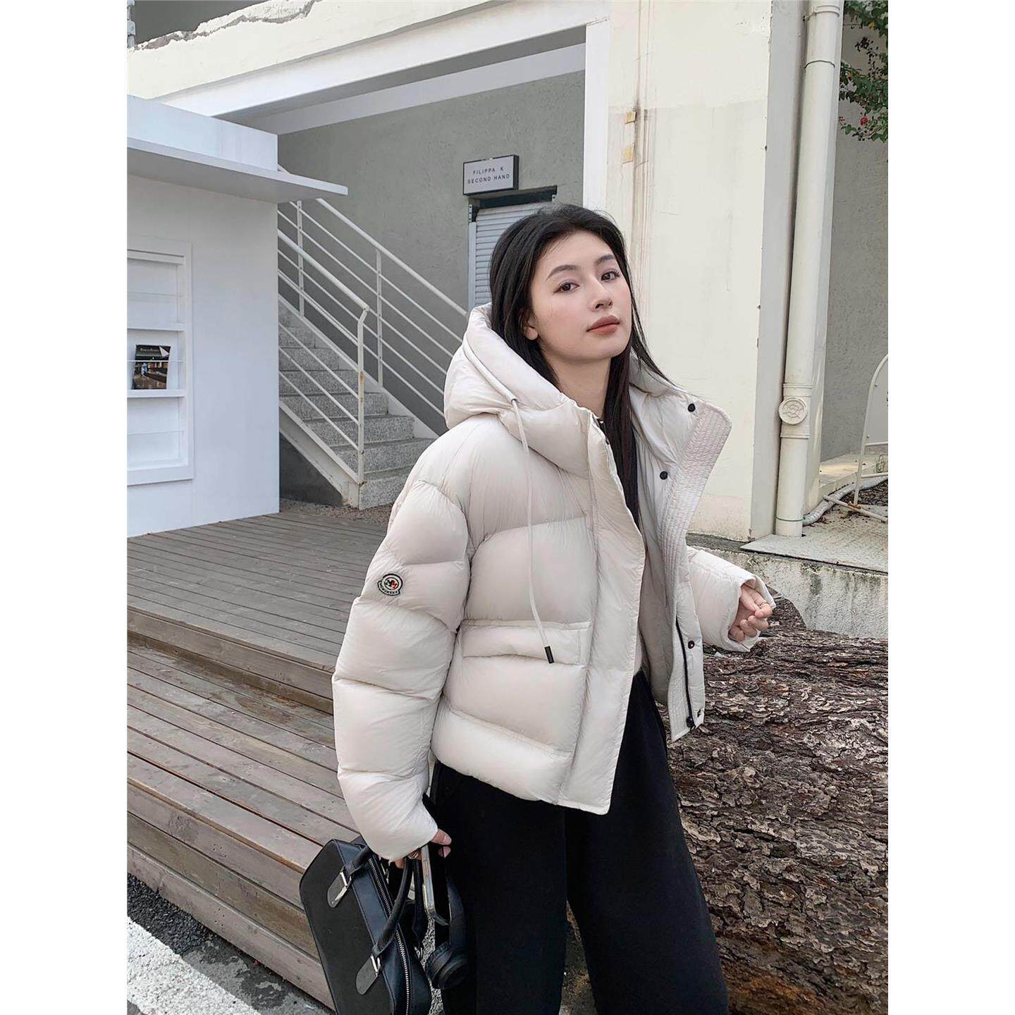 PRATOLA短款羽绒服女2025新款时尚洋气高端小个子冬连帽加厚外套