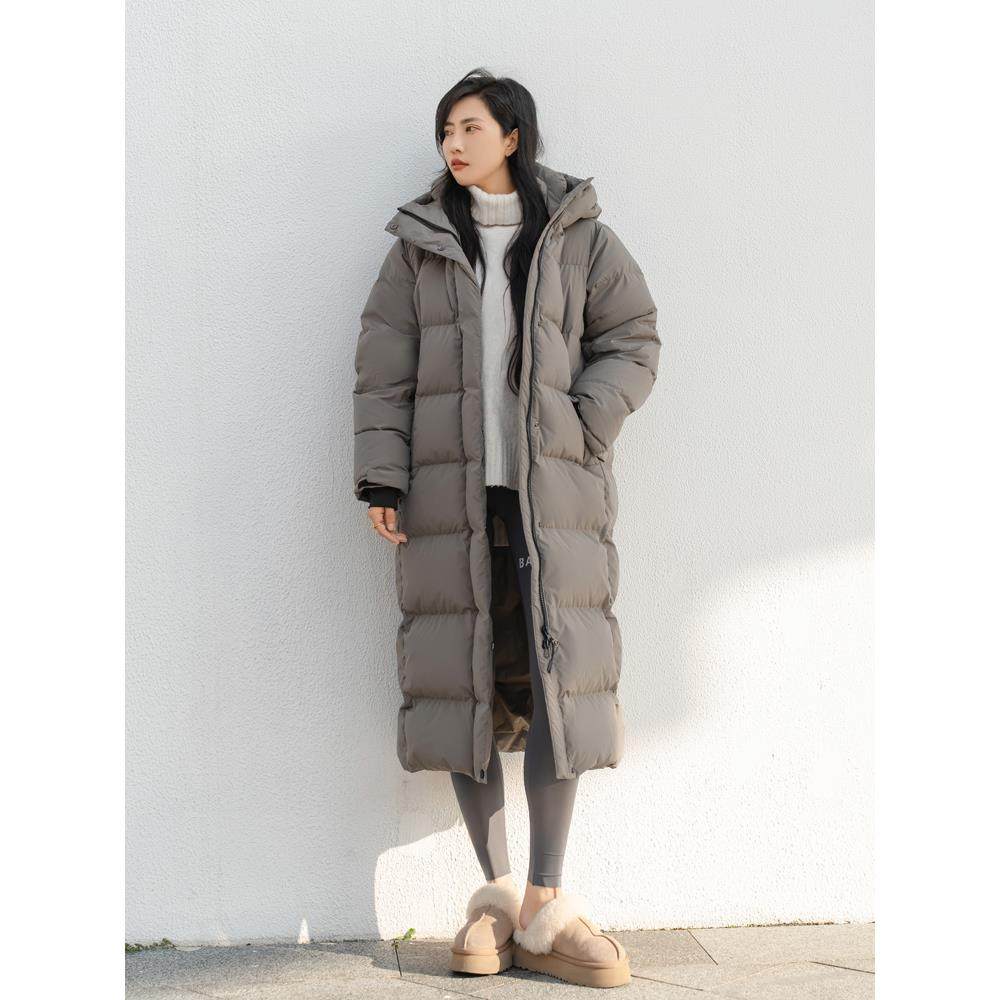 PRATOLA长款羽绒服女2025新款三防白鹅绒加厚超厚宽松冬季女外套