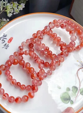 鸡血冰飘花手串鸿运当头珍藏