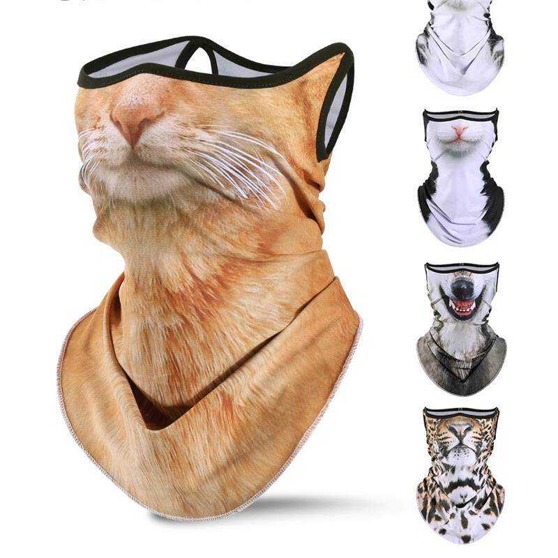 3d立体夏季动物猫咪挂耳防晒面罩防紫外线半遮冰丝口罩骑行