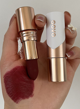 GOVO菁翠不沾杯定妆口红哑光顺滑显白蜜桃豆沙红棕肉桂奶茶正红色