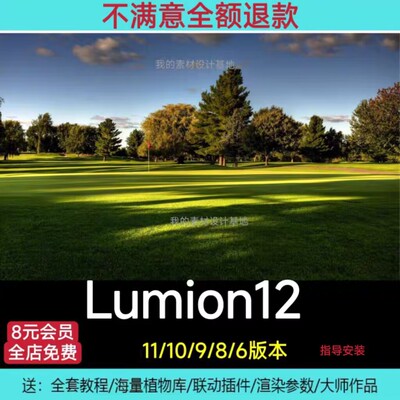 Lumion12/11/10/10.3/9/8/6中文版指导安装送素材教程可仅退款