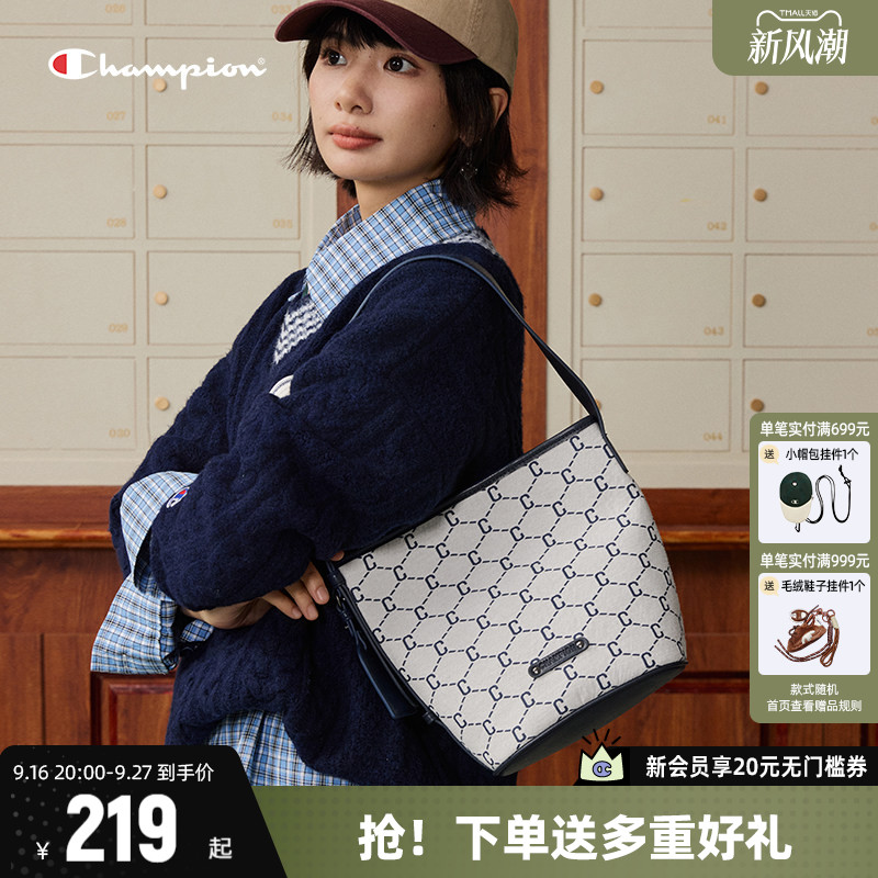 Champion冠军水桶包包单肩手提包2026春夏新款女通勤钻C发财桶