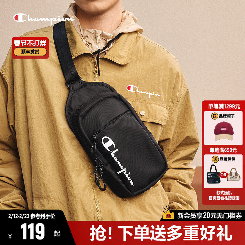 Champion冠军胸包斜挎包女秋新款运动胸包腰包帆布包单肩包男士包