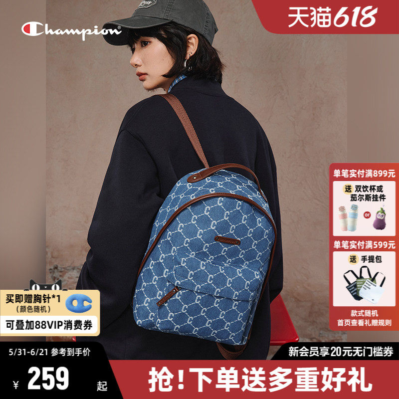 Champion冠军双肩包女26春夏新款时通勤复古书包尚学生钻C背包男