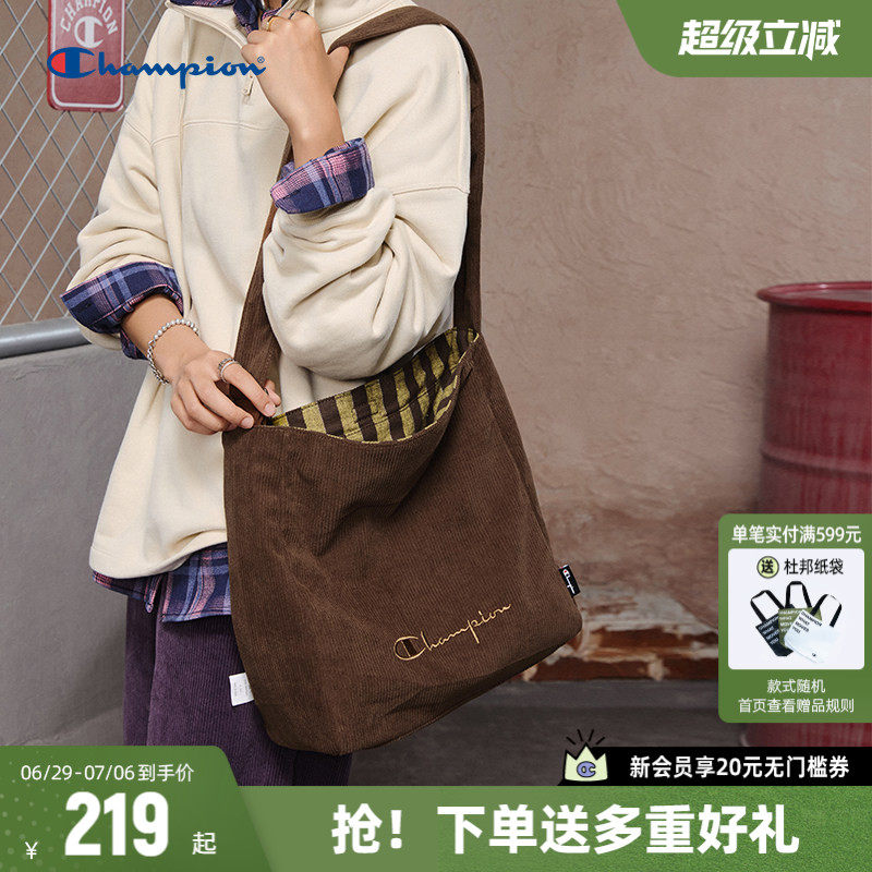 Champion冠军斜挎包26春夏新款女包包大容量帆布包托特通勤单肩包