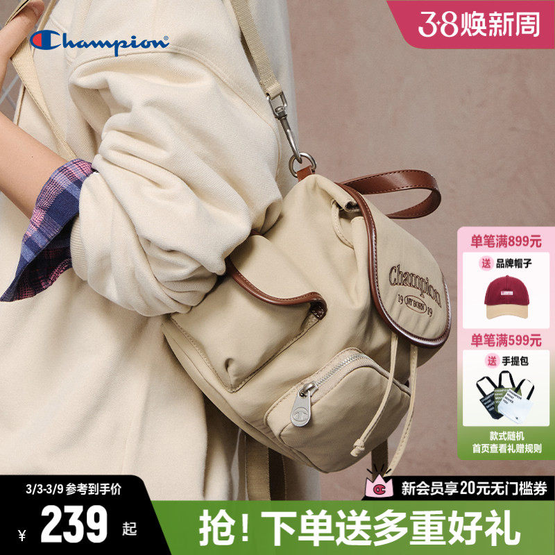 Champion冠军双肩包女2026春夏新款大容量包包韩系复古背包手提包