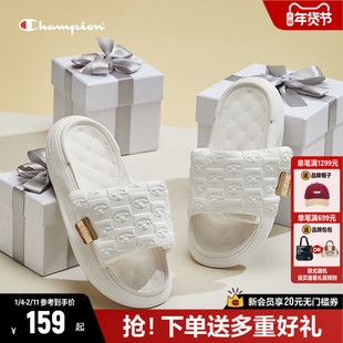 Champion冠军厚底拖鞋女魔术贴一字拖2025夏季小香风高级感外穿拖