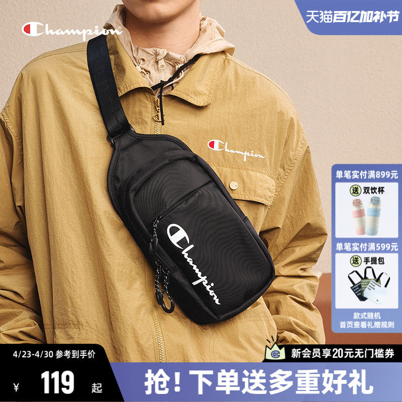 Champion冠军胸包斜挎包女春新款运动胸包腰包帆布包单肩包男士包