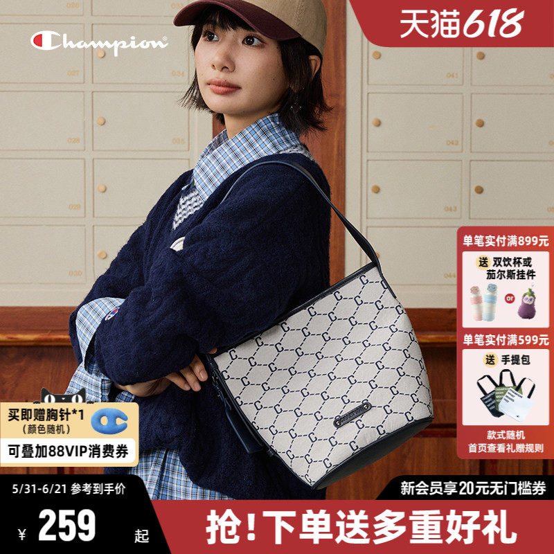 Champion冠军水桶包包单肩手提包2026春夏新款女通勤钻C发财桶