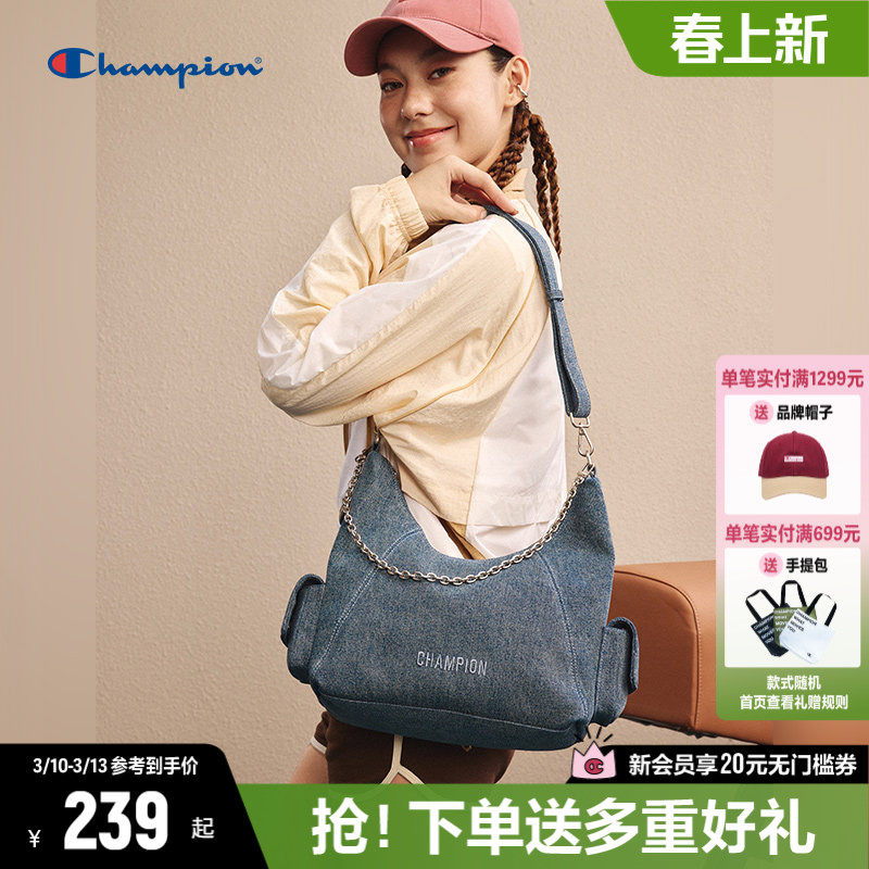 Champion冠军斜挎包女2026年新款单肩包帆布包托特包女包包大容量