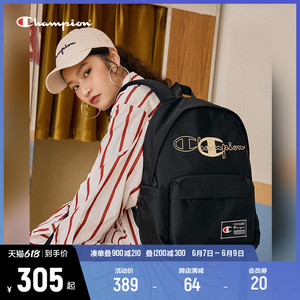 Champion冠军书包女双肩包夏季黑色双肩背包帆布包高中初中男学生