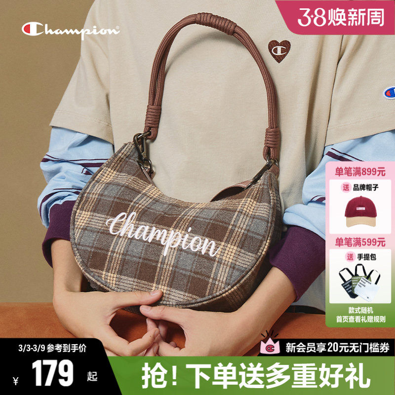 Champion冠军斜挎包2026春季新款小香风包包月亮包单肩包斜挎女包