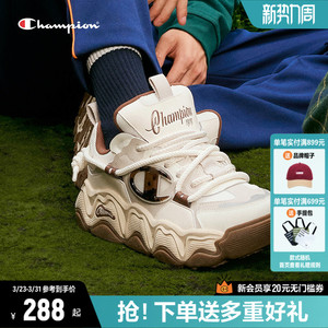 Champion冠军绑带面包鞋女厚底板鞋2026年春季新款情侣休闲运动鞋