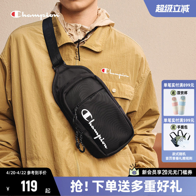 Champion冠军胸包斜挎包女秋新款运动胸包腰包帆布包单肩包男士包