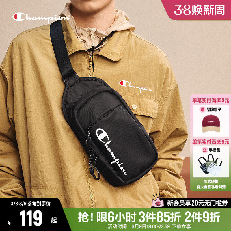 Champion冠军胸包斜挎包女春新款运动胸包腰包帆布包单肩包男士包