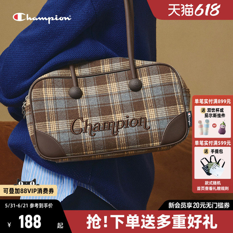 Champion巧克力波士顿包单肩包女2026夏季新款复古百搭男公文包