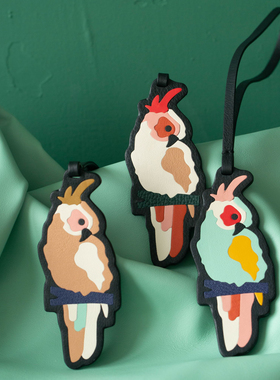 JEAYSI真皮拼接包包鹦鹉挂件