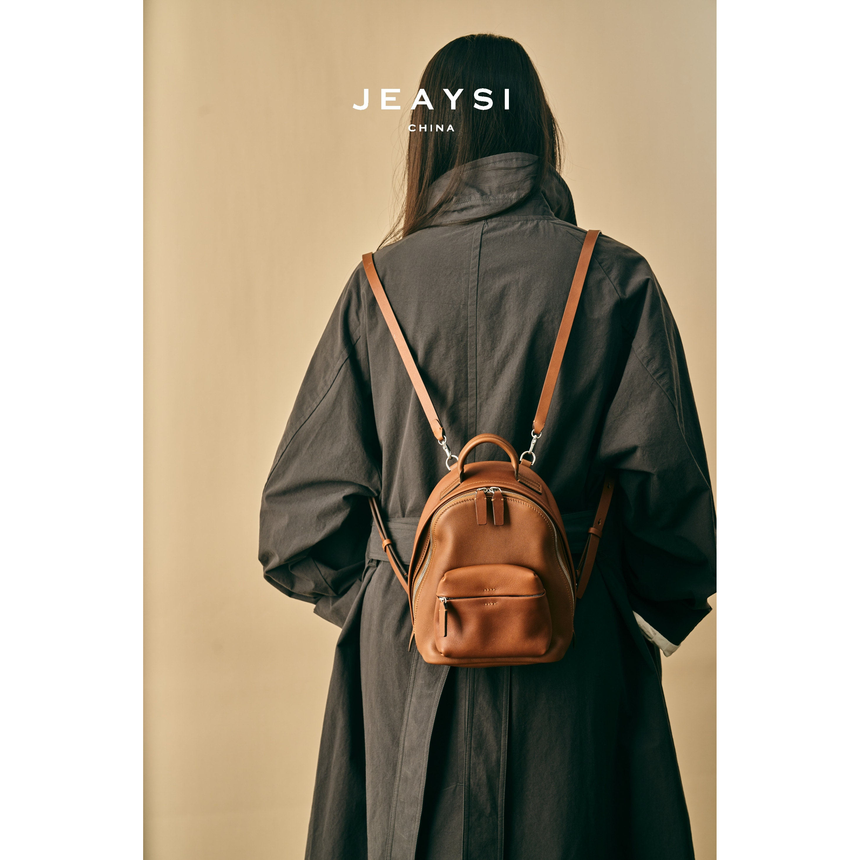 嘉也JEAYSI 极简主义经典双肩包新款背包上班通勤休闲大容量包