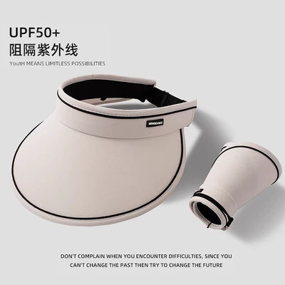 UPF50+夏季大帽檐骑车防紫外线空顶防晒帽女uv太阳帽子遮阳帽遮脸