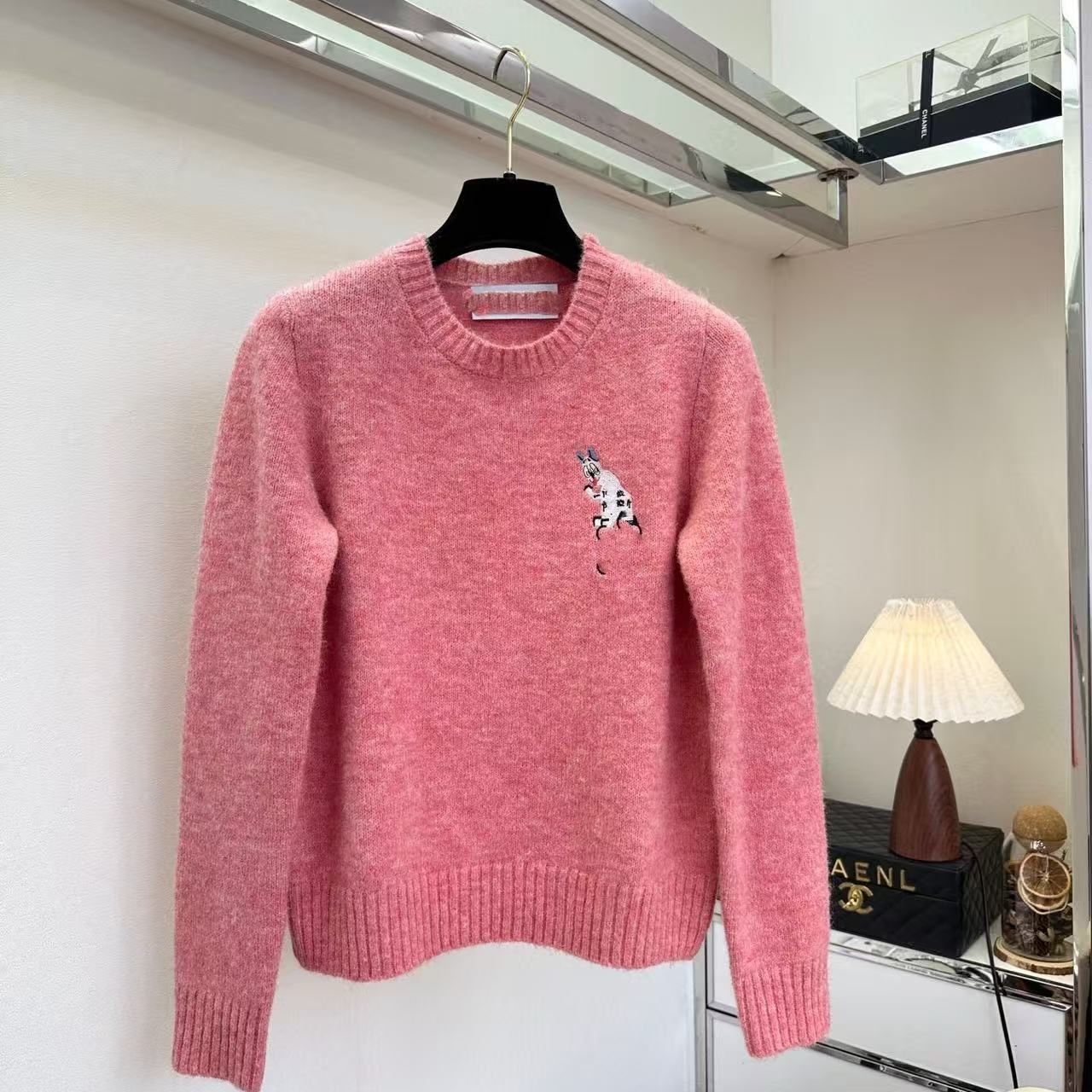 甜美减龄卡通刺绣短款针织衫女宽松圆领毛衣外套2025年秋冬新款潮