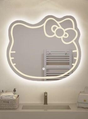 卡通猫咪智能镜浴室镜子led带灯壁挂超白玻梳妆镜化妆桌COB补光镜