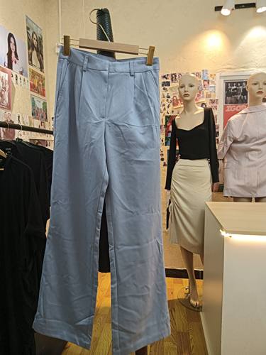 monki蓝紫色西装裤直筒休闲长裤商场撤柜品牌