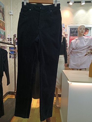 monki藏青色灯芯绒直筒修身休闲长裤商场撤柜品牌