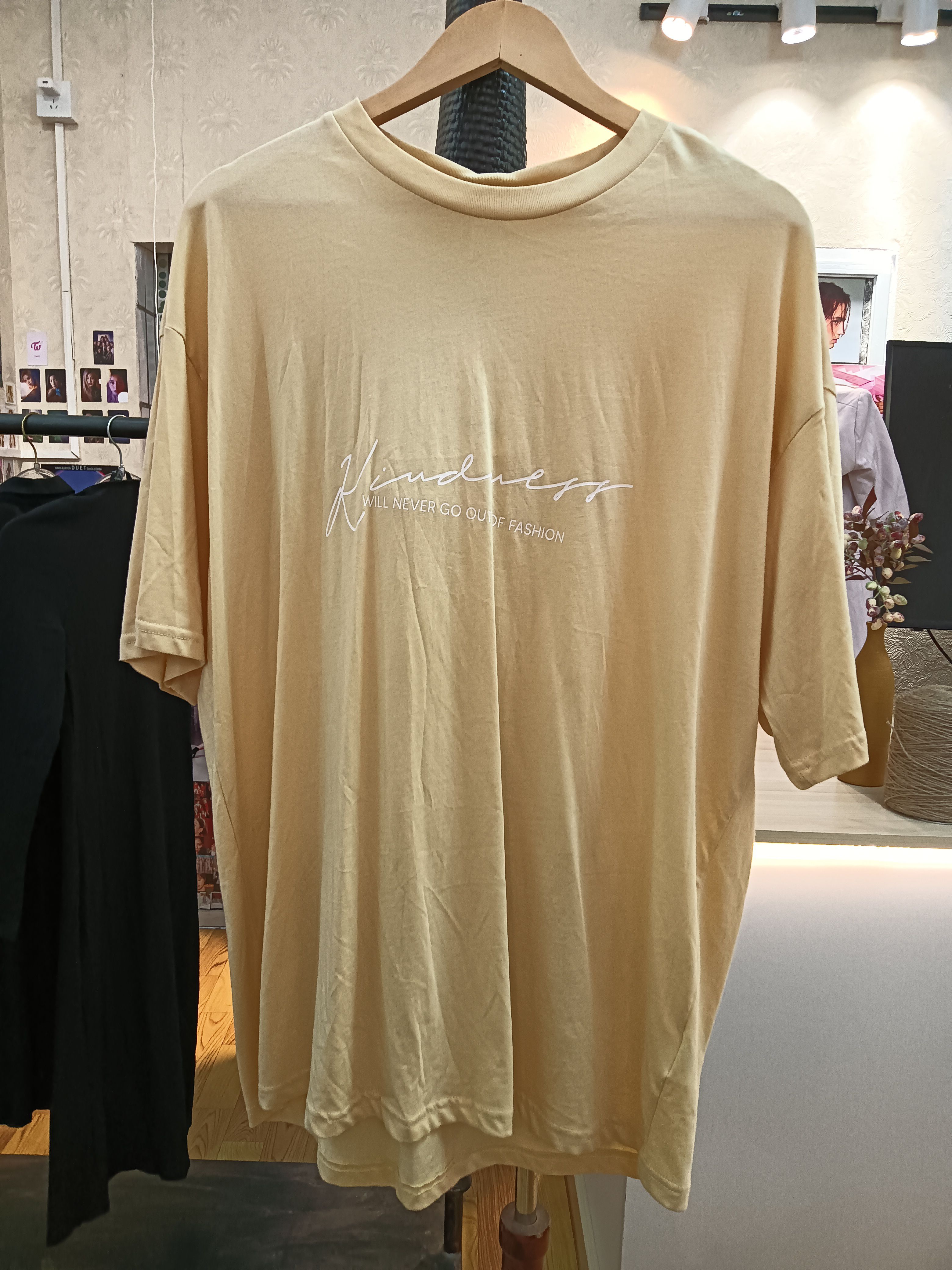 monki嫩黄色美式字母印花纯棉宽松大版短袖t恤商场撤柜品牌