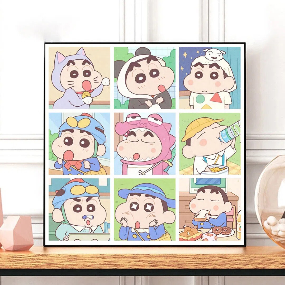 蜡笔小新九宫格diy填色数字油画卡通动画可爱搞怪治愈手绘画油