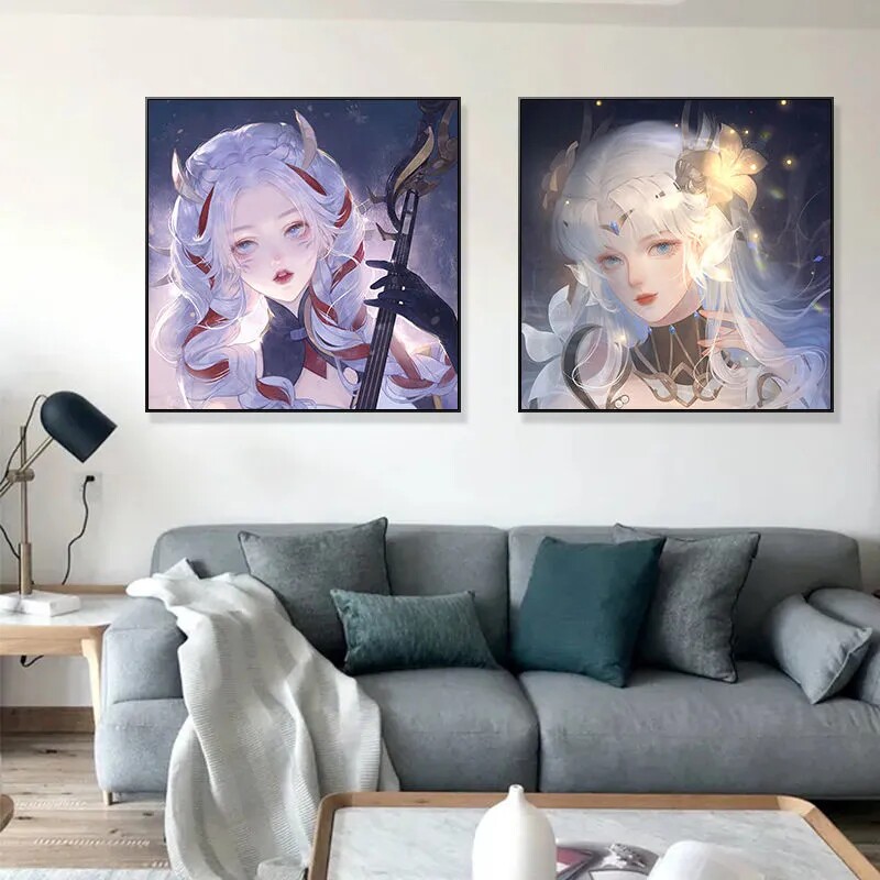 王者荣耀四美diy数字油画创意手工填色画王昭君 貂蝉 西施 杨玉环