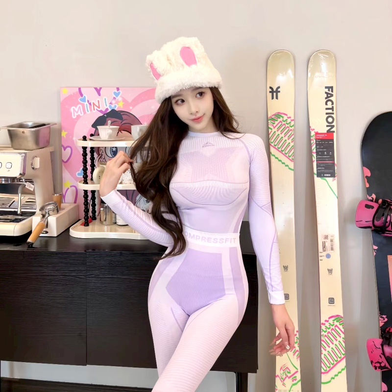 golovejoy 滑雪秋冬速干衣女跑步骑行登山运动男保暖吸汗压缩套装