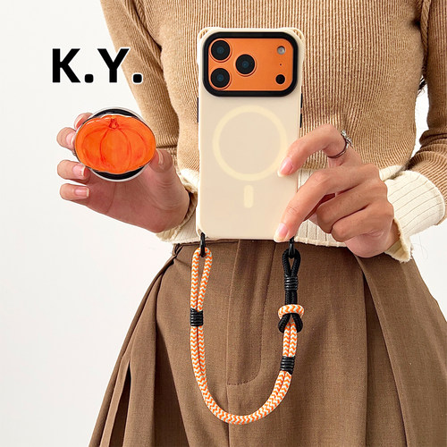 小众南瓜磁吸支架手机壳带挂绳适用于iPhone17PROMAX华为mate70pro背带斜挎苹果16/15PRO四角开孔VIVOX100PRO