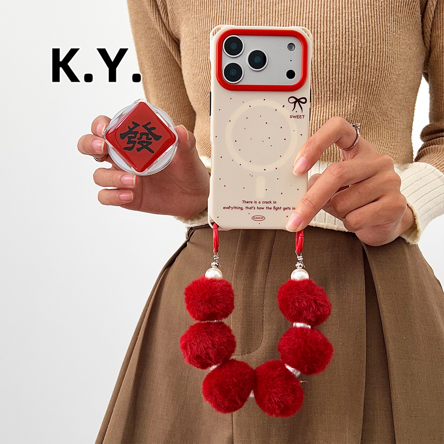 红底發字磁吸支架手机壳带挂绳适用于苹果16PRO华为mate70pro背带斜挎iphone17promax四角开孔小米14防摔壳,3C数码配件,手机保护套/壳,淘宝优惠券,粉丝福利购,淘宝优惠卷