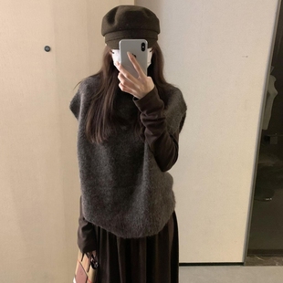 韩系内搭打底马甲针织连衣裙子女秋冬2025巨好看冬装一整套装长裙