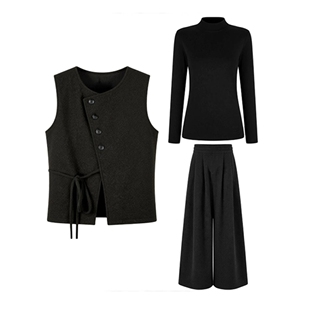 2026超火穿搭一整套高级感灰色叠穿马甲套装 女冬重要场合漂亮套装