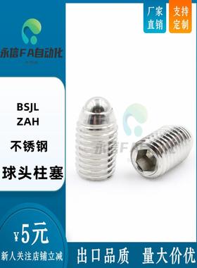 BSJL3/4/5/6/8/10/12/16加长型内六角304不锈钢球头柱塞 ZAH03