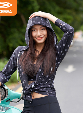 AXESEA冲浪长袖分体泳衣女潜水服速干防晒连帽海潮水母衣丨Tides