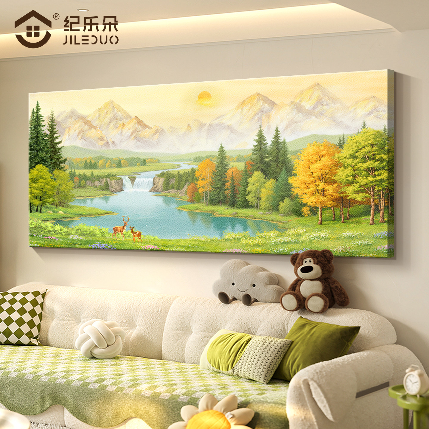 金山聚宝盆客厅大白墙挂画2026新款沙发后装饰画高级感立体砂岩画,家居饰品,现代装饰画,淘宝优惠券,粉丝福利购,淘宝优惠卷