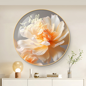 花开富贵圆形挂画客厅花卉牡丹图入户玄关装饰画现代简约餐厅壁画