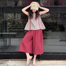女童套装夏季2025新款洋气儿童无袖夏天薄款大童七分阔腿裤两件套