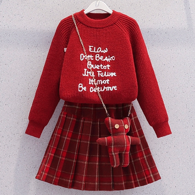 女童毛衣套装2025秋冬新款洋气