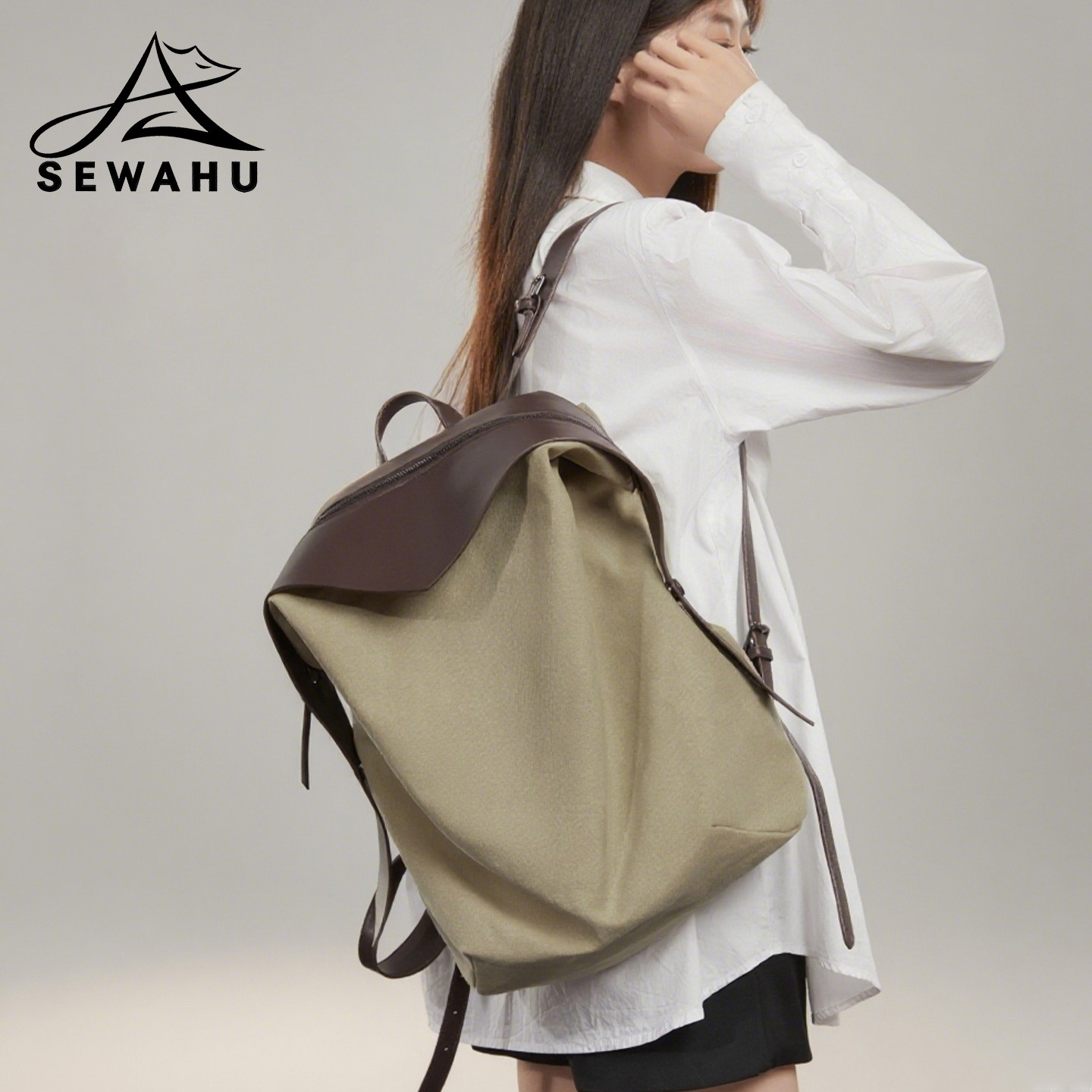 通勤双肩包男女2025新款大容量电脑背包高级感小众旅行大学生书包