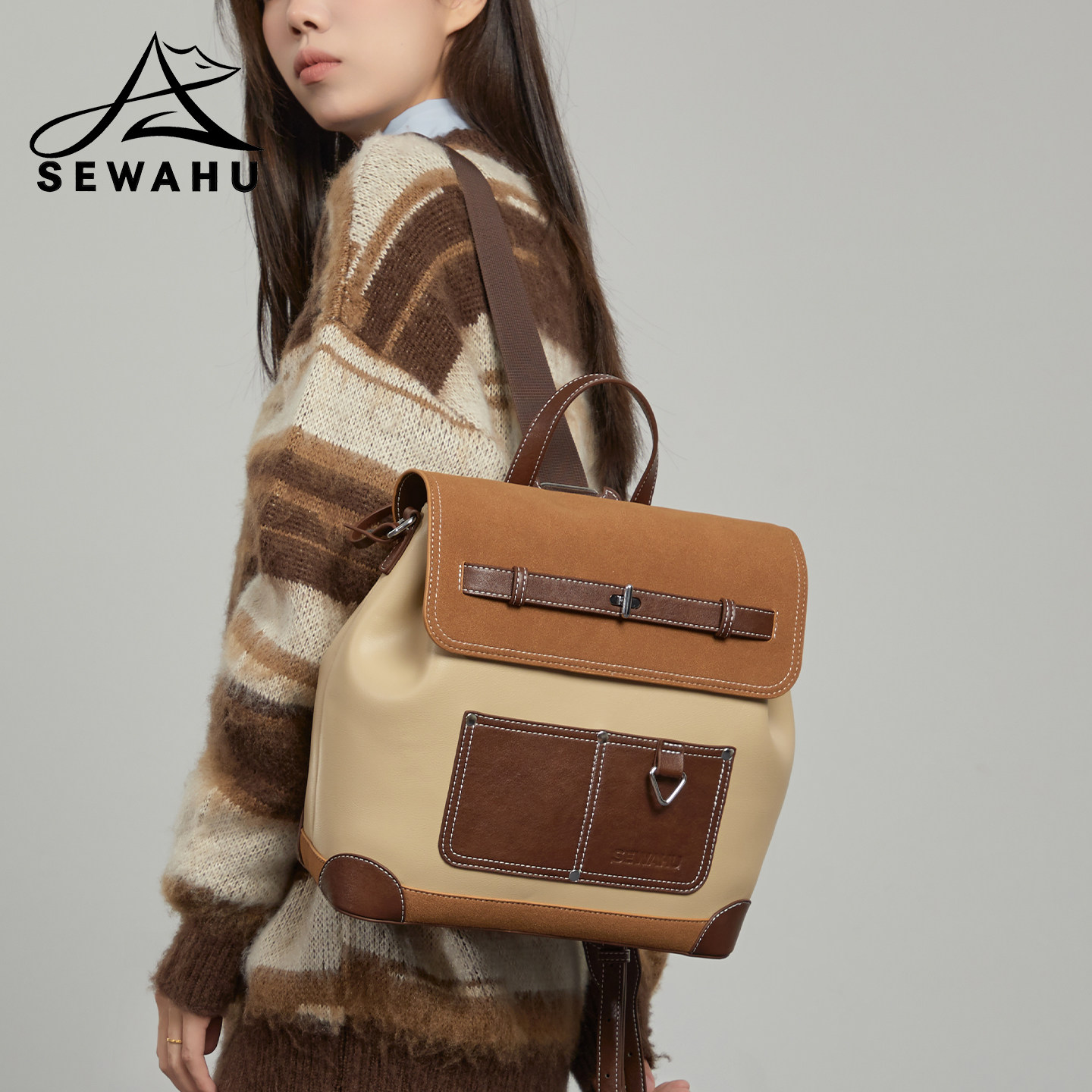 皮质双肩包女2025新款大容量通勤背包高级感小众单肩包斜挎小包包