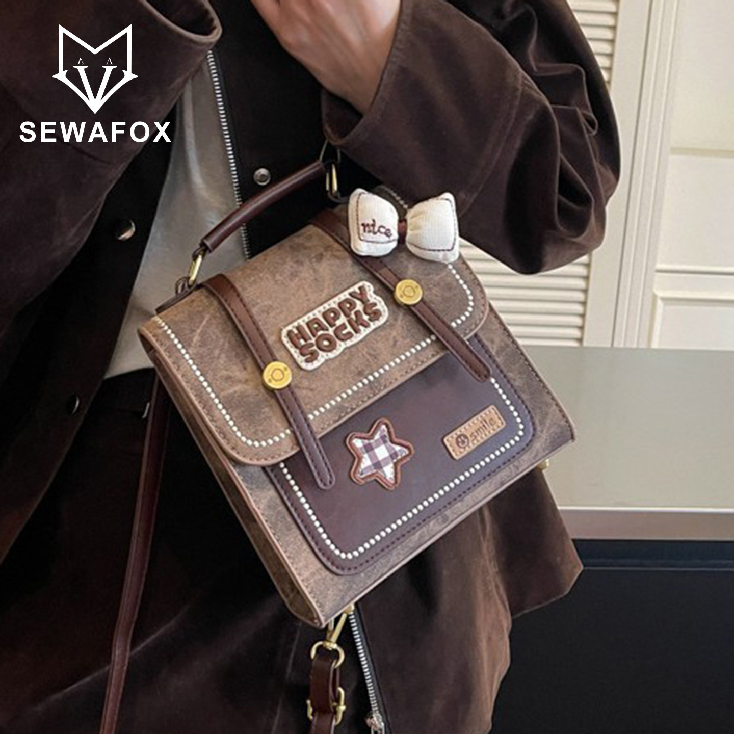 SEWAFOX双肩包慵懒风大容量女包