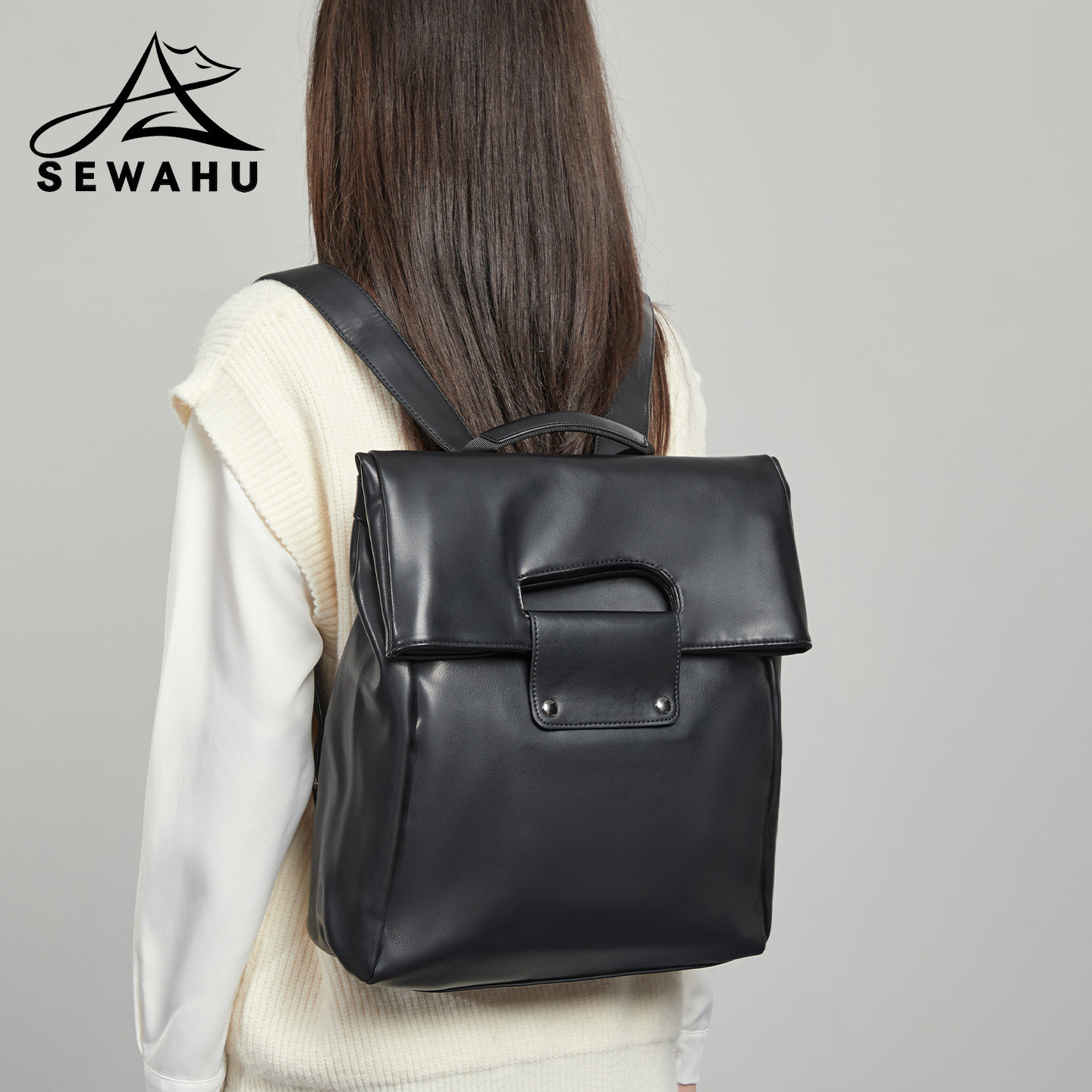 皮质双肩包女2025新款大容量通勤电脑背包高级感小众时尚百搭书包,箱包皮具/热销女包/男包,双肩背包,淘宝优惠券,粉丝福利购,淘宝优惠卷