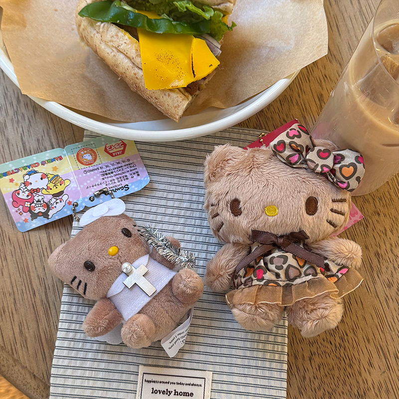 中古豹纹凯蒂猫毛绒包挂件